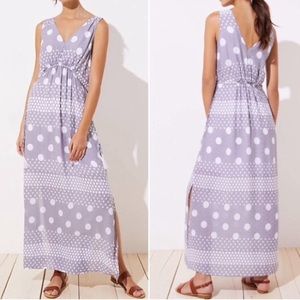 Loft Beach Mixed Dot Drawstring Maxi Dress Large